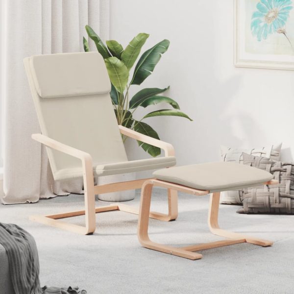 Relaxing Chair with Footstool Fabric – Cream