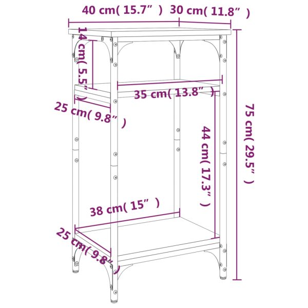 Side Table Engineered Wood – 40x30x75 cm, Black