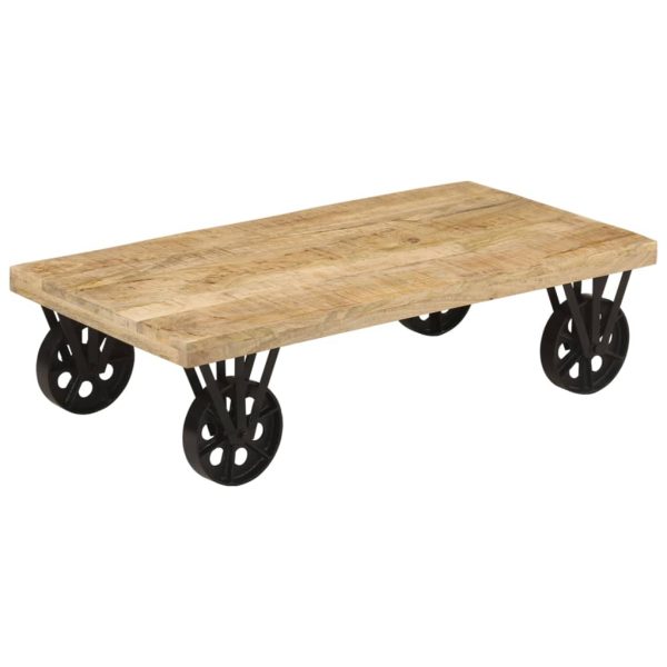 Coffee Table with Wheels 110x55x29.5 cm Solid Wood Mango