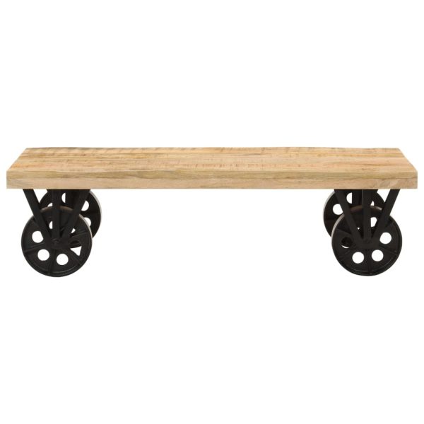 Coffee Table with Wheels 110x55x29.5 cm Solid Wood Mango