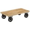 Coffee Table with Wheels 110x55x29.5 cm Solid Wood Mango