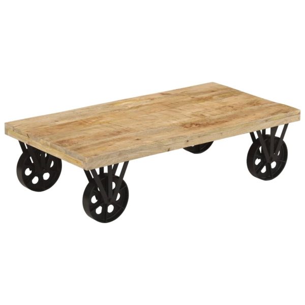 Coffee Table with Wheels 110x55x29.5 cm Solid Wood Mango