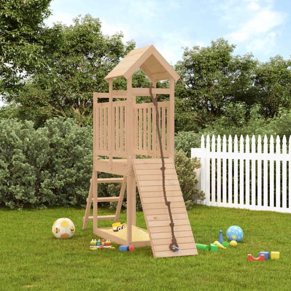 Playhouse with Climbing Wall Solid Wood – Solid Pinewood