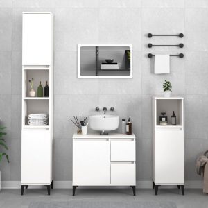 2 Piece Bathroom Furniture Set Engineered Wood