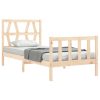 Bed Frame with Headboard Solid Wood – SINGLE, Brown