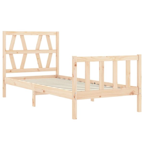 Bed Frame with Headboard Solid Wood – SINGLE, Brown