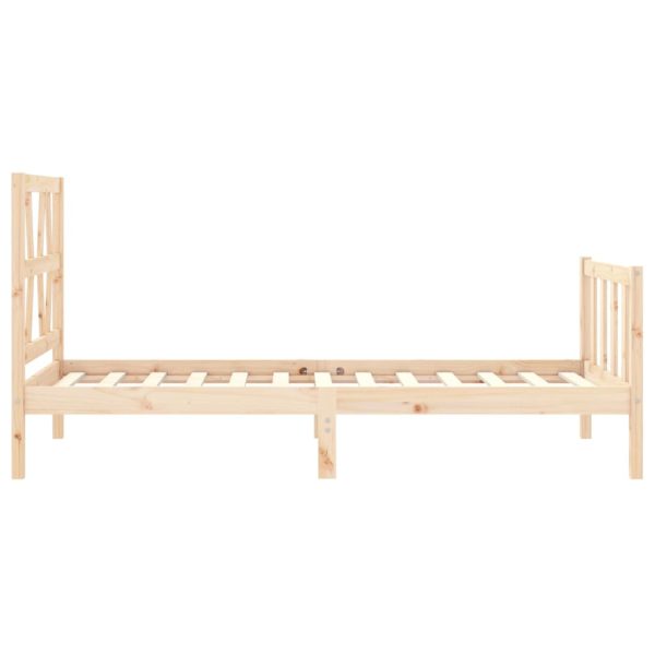 Bed Frame with Headboard Solid Wood – SINGLE, Brown