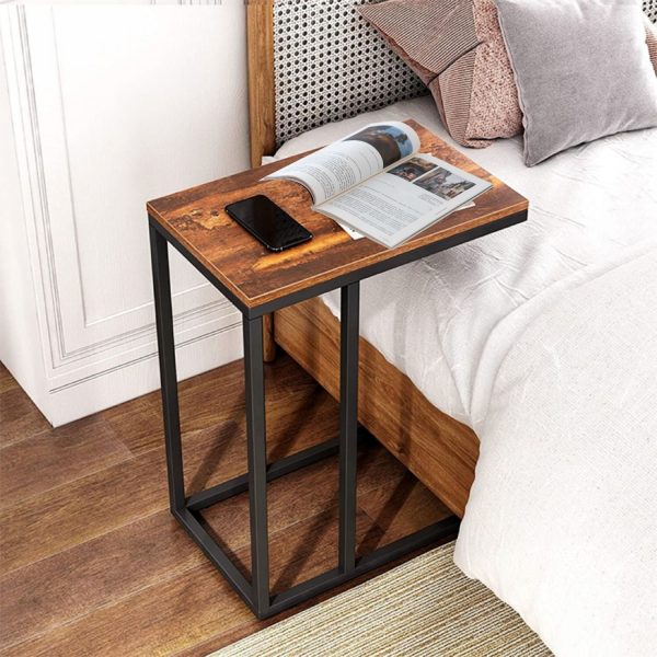 C-Shaped End Table with Anti Slip Base (Walnut)