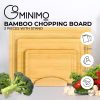 3 Pieces Bamboo Chopping Board with Stand Set Kitchen Cutting Wooden