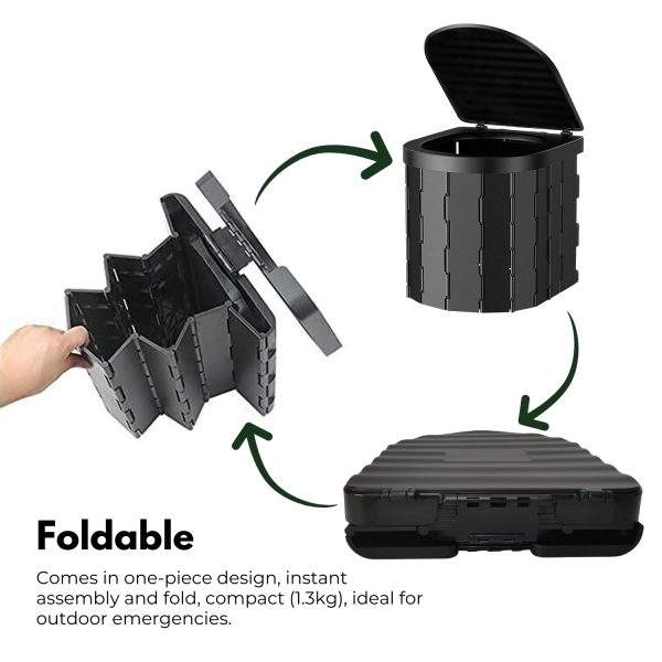 Portable Foldable Potty With Lid (Black)