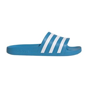 Blue/White Adidas Slides with Cloudfoam Cushioning