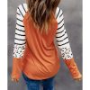 Azura Exchange Animal Print Long Sleeve Top with Striped Colorblock – L