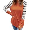 Azura Exchange Animal Print Long Sleeve Top with Striped Colorblock – L