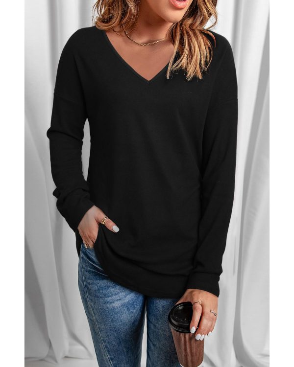 Azura Exchange V Neck Long Sleeve Knit Top – S