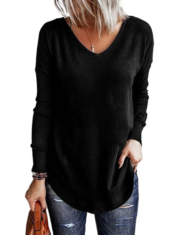 Azura Exchange V Neck Long Sleeve Knit Top – S