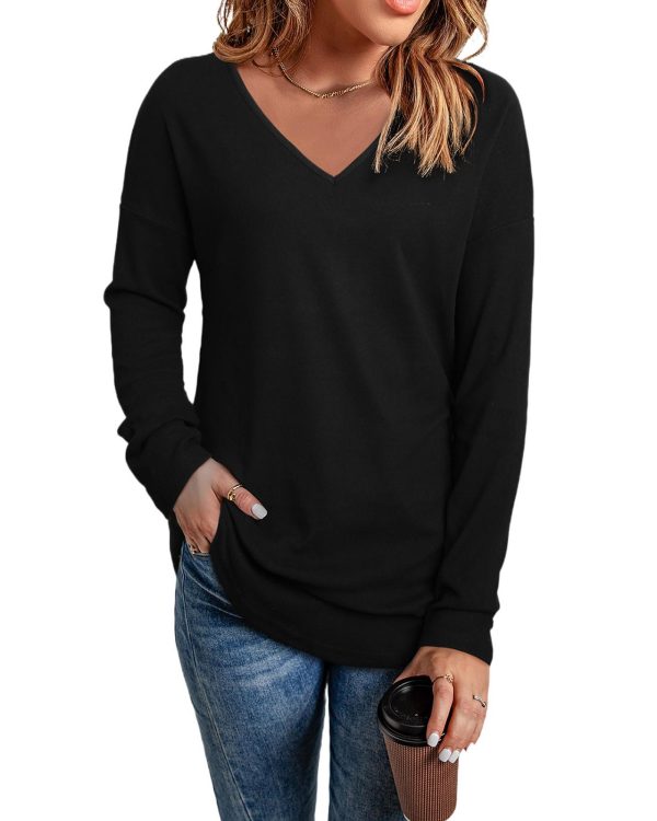 Azura Exchange V Neck Long Sleeve Knit Top – S