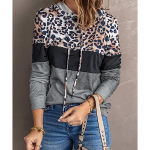 Azura Exchange Leopard Colorblock Hoodie