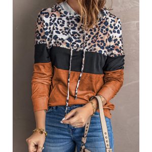 Azura Exchange Leopard Tie Dye Colorblock Hoodie