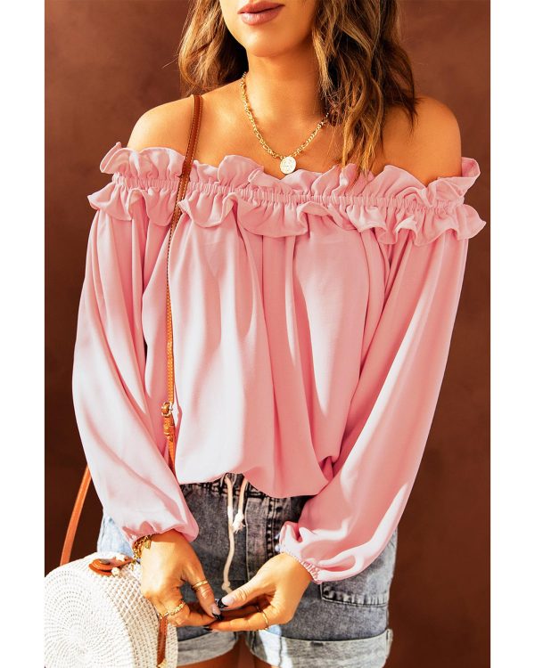 Azura Exchange Ruffled Off Shoulder Blouse with Puff Sleeves – 2XL