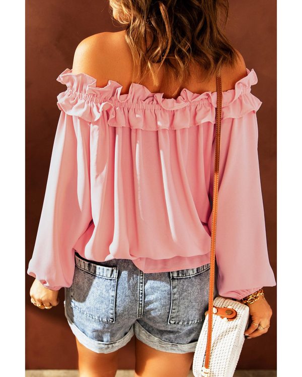 Azura Exchange Ruffled Off Shoulder Blouse with Puff Sleeves – 2XL