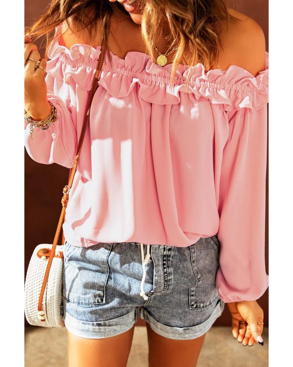 Azura Exchange Ruffled Off Shoulder Blouse with Puff Sleeves – 2XL