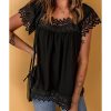 Azura Exchange Pom Pom Splicing Square Neck Blouse – 2XL