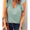 Azura Exchange Solid V Neck Butterfly Sleeve Blouse – M