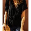 Azura Exchange Lace Splicing V Neck Blouse – M