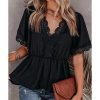 Azura Exchange Lace Splicing V Neck Blouse – M