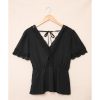 Azura Exchange Lace Splicing V Neck Blouse – M