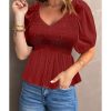 Azura Exchange Puff Sleeve Smocked Top – 2XL