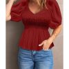 Azura Exchange Puff Sleeve Smocked Top – 2XL