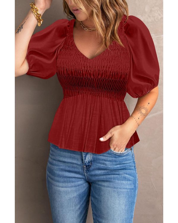 Azura Exchange Puff Sleeve Smocked Top – 2XL