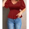 Azura Exchange Puff Sleeve Smocked Top – 2XL