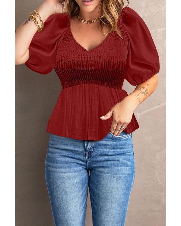 Azura Exchange Puff Sleeve Smocked Top – 2XL