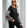 Azura Exchange Leopard Sleeve Colorblock Top – M