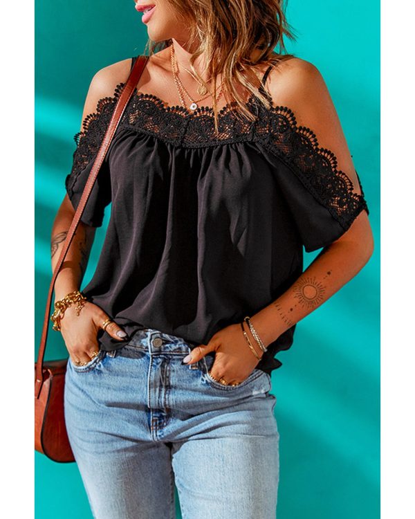 Azura Exchange Off-shoulder Crochet Neckline Top – L