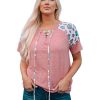 Azura Exchange Leopard Sleeve Lace-Up T-Shirt – L