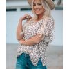 Azura Exchange Ruffled Sleeve Leopard Top with Buttons Neck – S