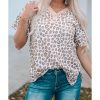 Azura Exchange Ruffled Sleeve Leopard Top with Buttons Neck – S