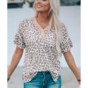 Azura Exchange Ruffled Sleeve Leopard Top with Buttons Neck – S