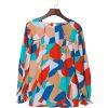 Azura Exchange Abstract Pattern Ruffled Puff Sleeve Blouse – L