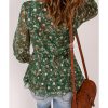 Azura Exchange Wrap V Neck Peplum Top with Floral Print – M