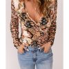 Azura Exchange Baroque Print Wrap V Neck T Shirt – 2XL