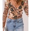 Azura Exchange Baroque Print Wrap V Neck T Shirt – 2XL