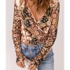 Azura Exchange Baroque Print Wrap V Neck T Shirt – 2XL