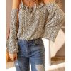 Azura Exchange Printed Frilled Cold Shoulder Bell Sleeve Blouse – M