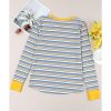 Azura Exchange Button Neck Striped Knit Long Sleeve Top – 2XL