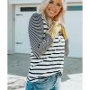 Azura Exchange Stripe Button Henley Top – L