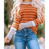 Azura Exchange Color Block Rib Knit Striped Pullover – 2XL